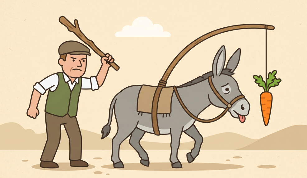 le management avec la technique du bâton et de la carotte