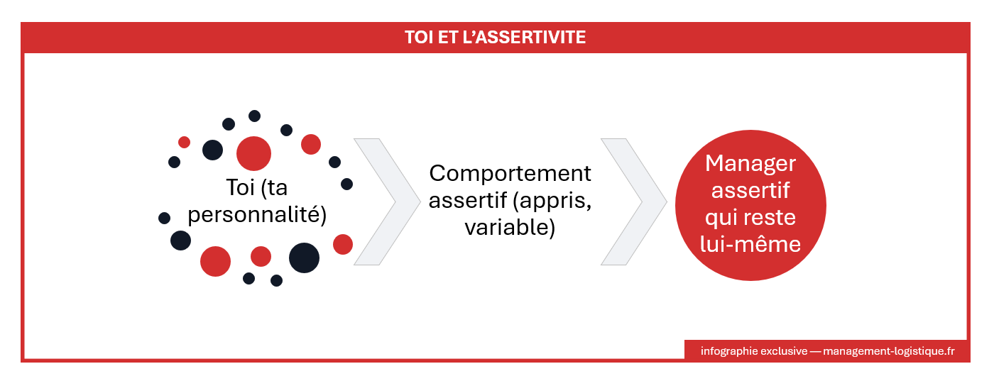 Schéma explicatif : Ne deviens pas une autre personne, l’assertivité s’ajoute à ta personnalité existante